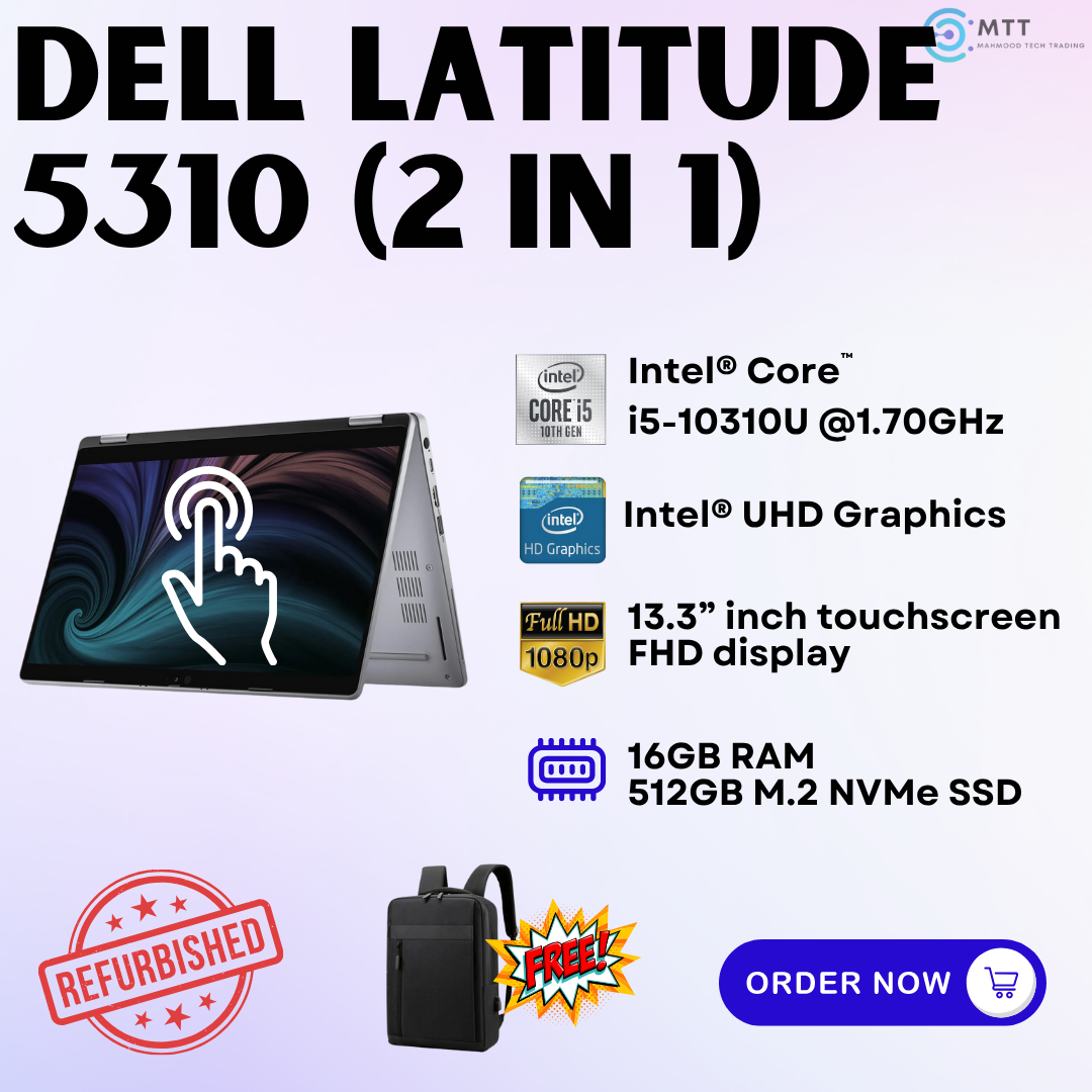 [Refurbished] Dell Latitude 5310 i5 10th (2 in 1) 16GB DDR4 RAM 512GB M.2 NVMe SSD Laptop