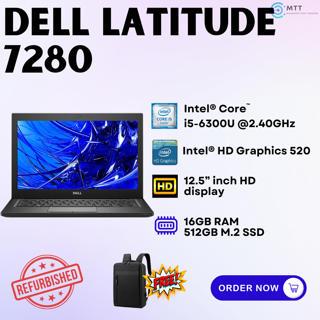 [Refurbished] Dell Latitude 7280, 7290 Intel Core i7 6th Gen 16GB RAM 512GB M.2 NMVe SSD Laptop