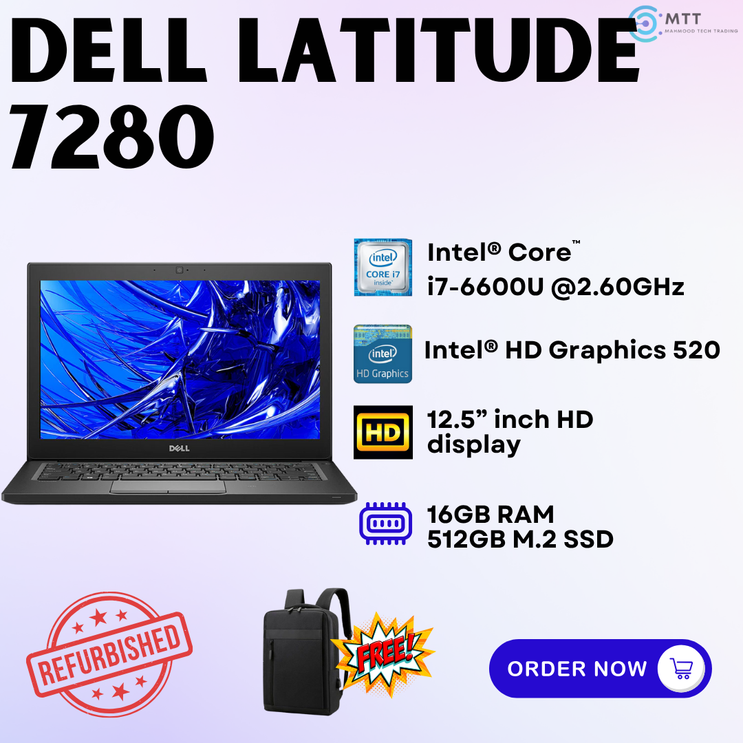 [Refurbished] Dell Latitude 7280, 7290 Intel Core i7 6th Gen 16GB RAM 512GB M.2 NMVe SSD Laptop