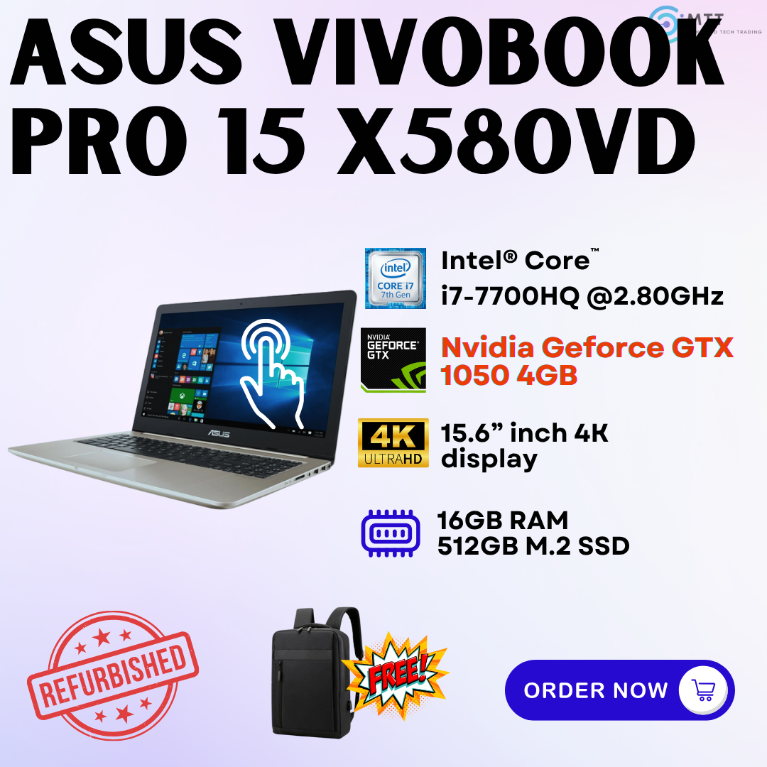 [Refurbished] Asus Notebook Q301L, Q502L, Vivobook Pro 15 X580VD Intel Core i5/i7 Nvidia GTX Graphics 16GB DDR4 RAM 512GB M.2 NVMe SSD Gaming Laptop
