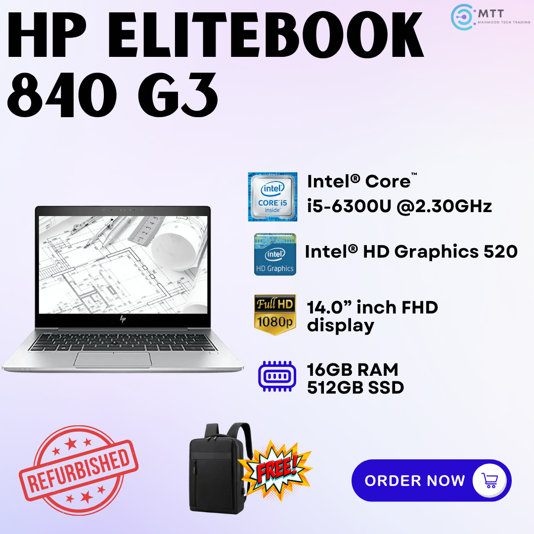 [Refurbished] HP Elitebook 830 G5, 840 G3, 840 G5 Intel Core i7 16GB DDR4 RAM 512GB M.2 NVMe SSD Laptop