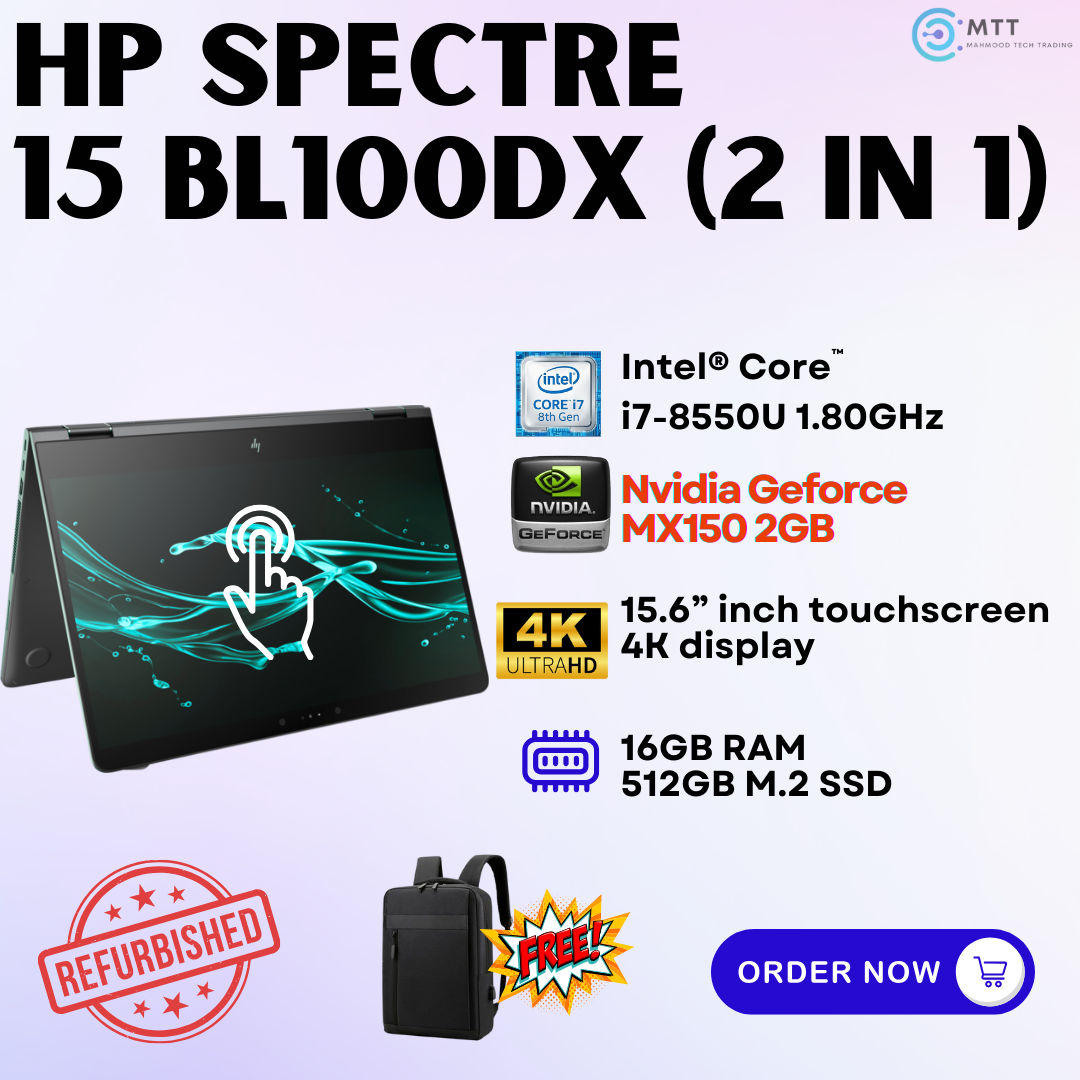 [Refurbished] HP Spectre X360 15-BL100DX, 15-BL1012DX Nvidia Graphics 16GB DDR4 RAM 512GB M.2 NVMe SSD Gaming Laptop