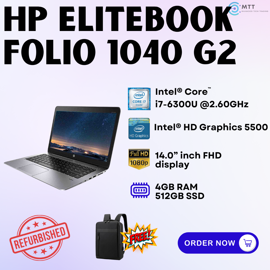 [Refurbished] Hp Elitebook Folio 1040 G1/G2/G3 Intel Core i7 16GB RAM 512GB SSD Budget Laptop