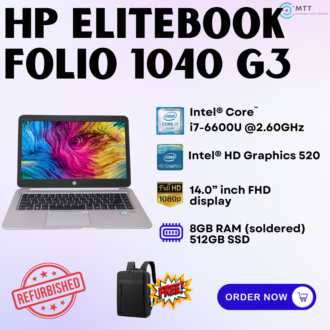 [Refurbished] Hp Elitebook Folio 1040 G1/G2/G3 Intel Core i7 16GB RAM 512GB SSD Budget Laptop