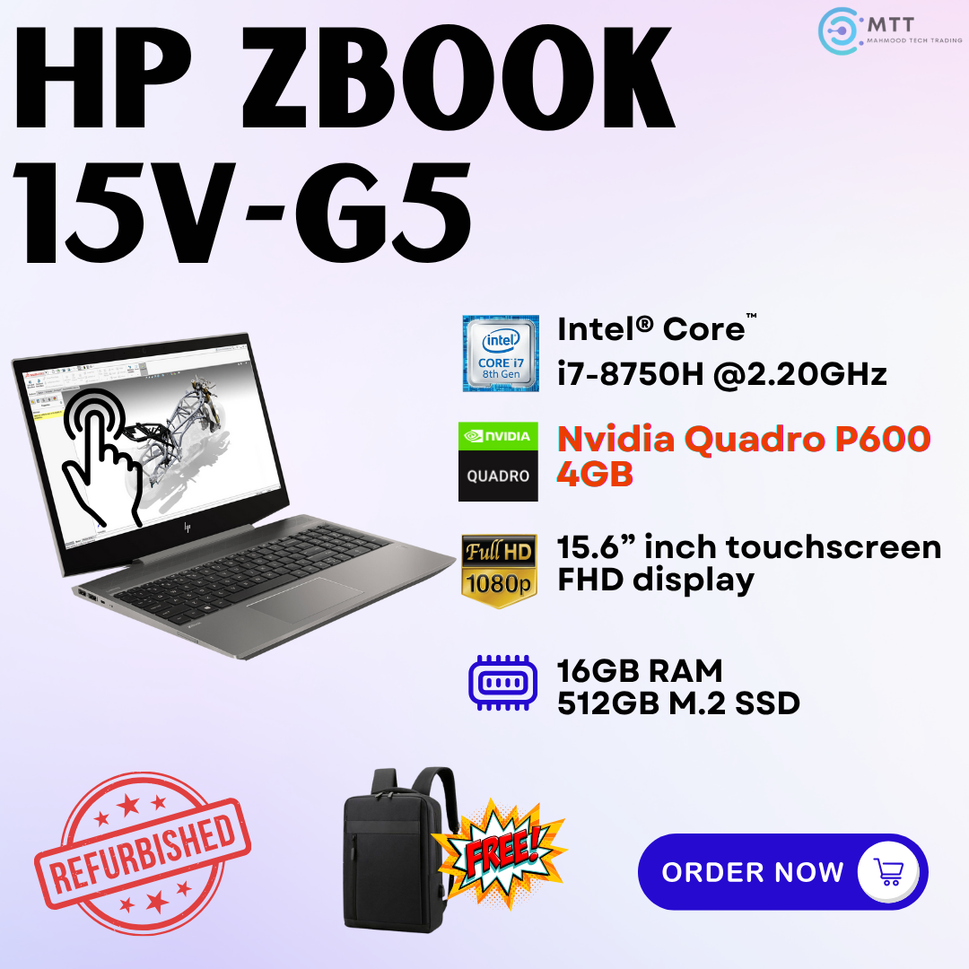 [Refurbished] HP Zbook 15V-G5 i7 8th Nvidia Quadro P600 4GBDDR5, 15U-G4 i7 7th Generation AMD FirePro W4190M (2GB GDDR5) 32GB DDR4 RAM 512GB M.2