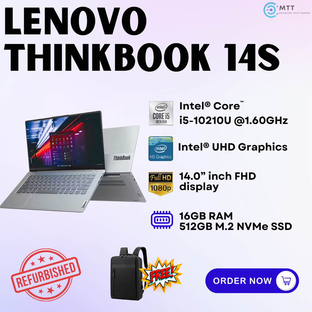 [Refurbished] Lenovo Thinkbook 14s i5 10th Generation 16GB DDR4 512GB M.2 SSD Laptop