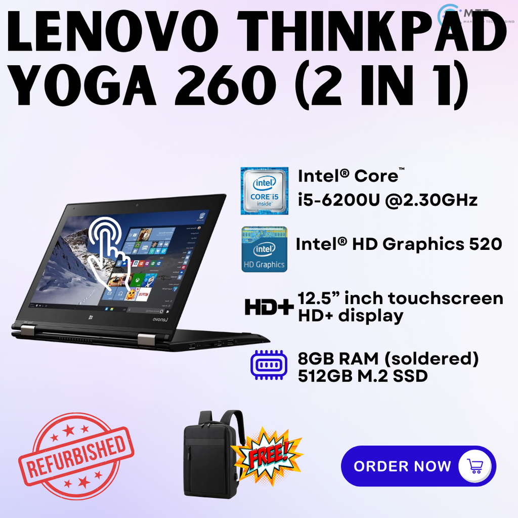 [Refurbished] Lenovo Thinkpad Yoga 370, 260, 380 16GB RAM 512GB SSD Flip 360° Laptop