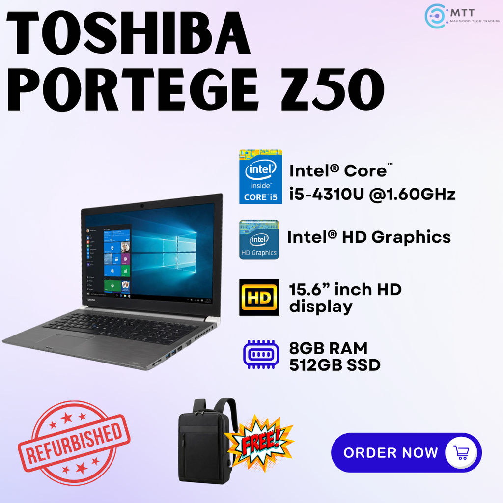 [Refurbished] Toshiba Portege Z50, Dynabook R731 Intel Core i5 8GB RAM 512GB SSD Budget Laptop