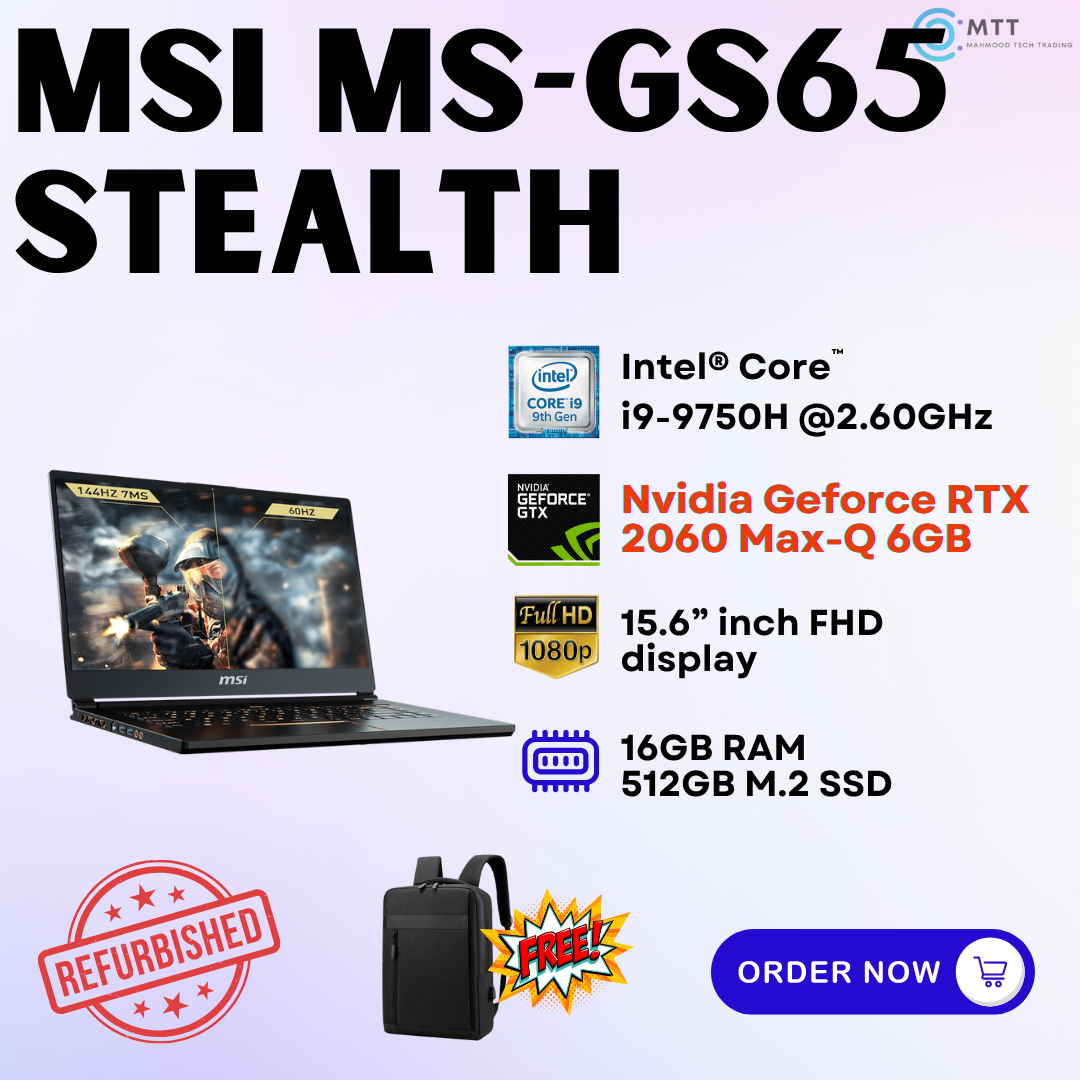 [Refurbished] MSI-GS65 Stealth, MS-GS43, MS-CR70, MS-GP63 Intel Core i9/i7 16GB DDR4 RAM 512GB M.2 NVMe SSD Nvidia Graphics Gaming Laptop