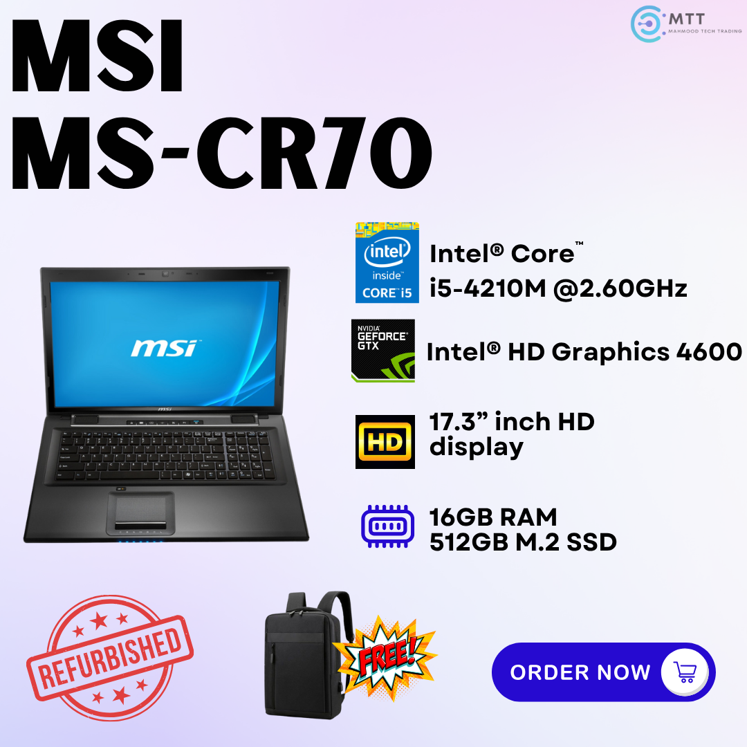 [Refurbished] MSI-GS65 Stealth, MS-GS43, MS-CR70, MS-GP63 Intel Core i9/i7 16GB DDR4 RAM 512GB M.2 NVMe SSD Nvidia Graphics Gaming Laptop